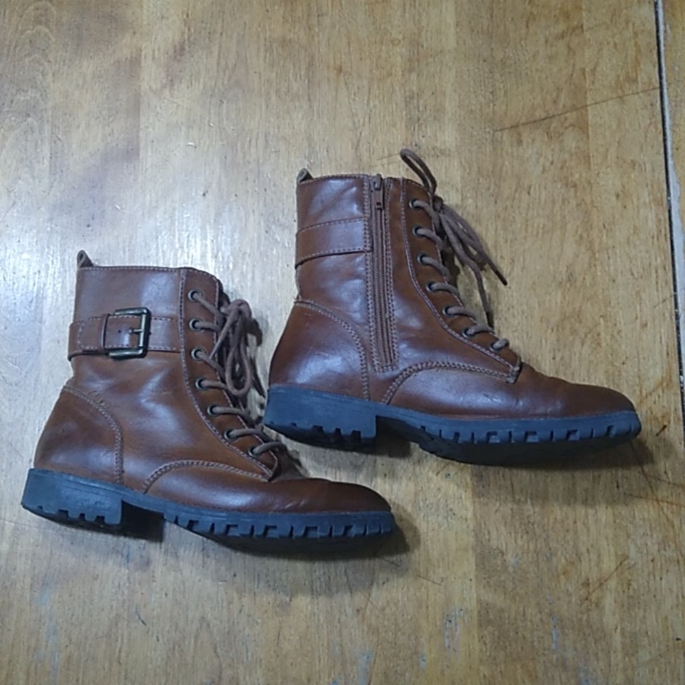 Kohl's Broccoli Cognac Zip/Lace Boot 7.5 Women's